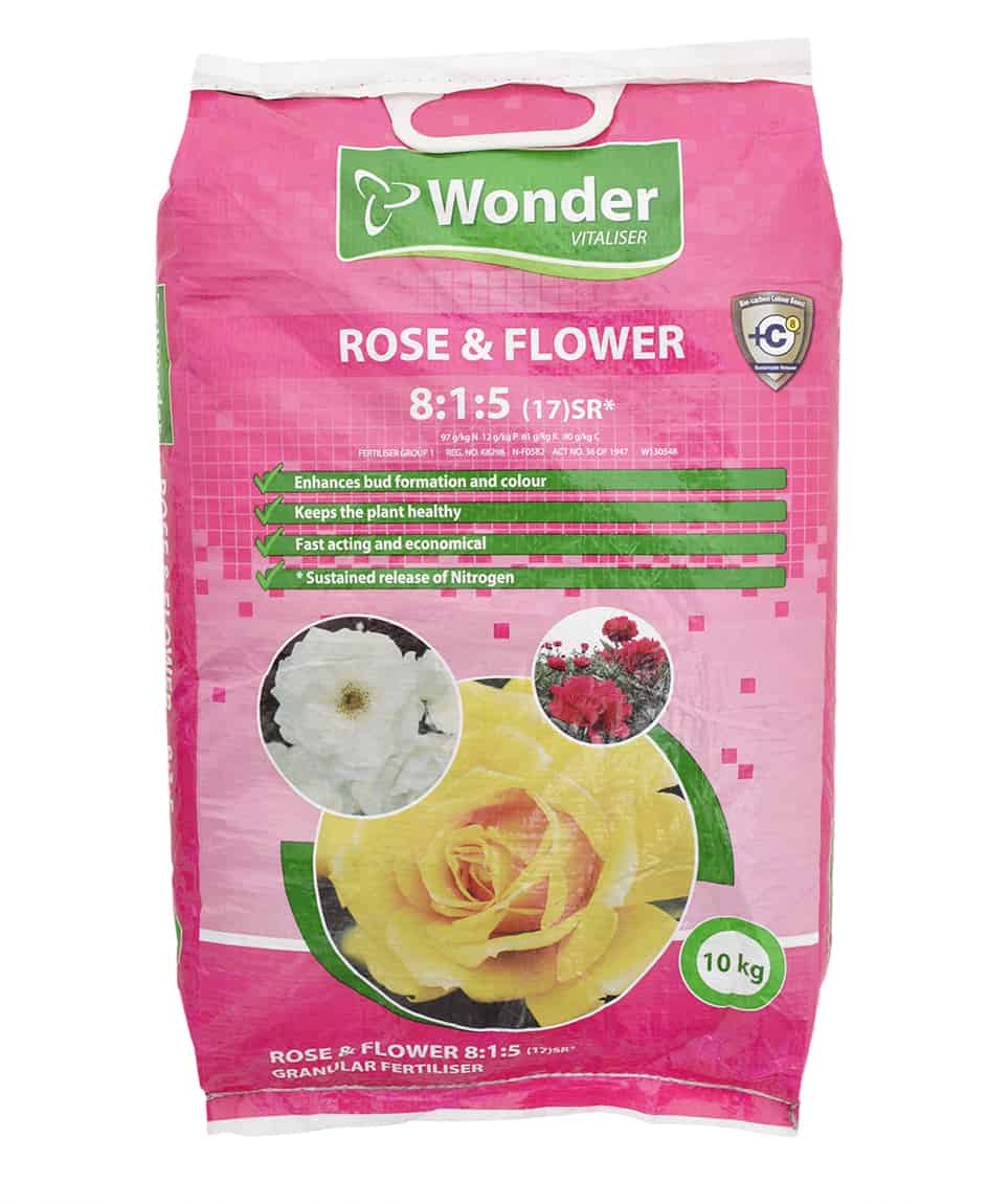 Wonder Rose and Flower 8:1:5 vitaliser fertiliser. Ourchase from lifestyle home garden nursery plant shop johannebsurg gauteng