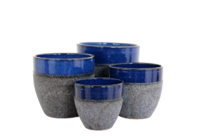 grey and blue pots