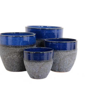 grey and blue pots