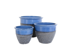 blue and grey plant pots
