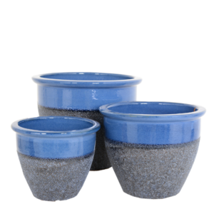 blue and grey plant pots