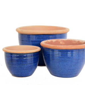 blue ceramic pots